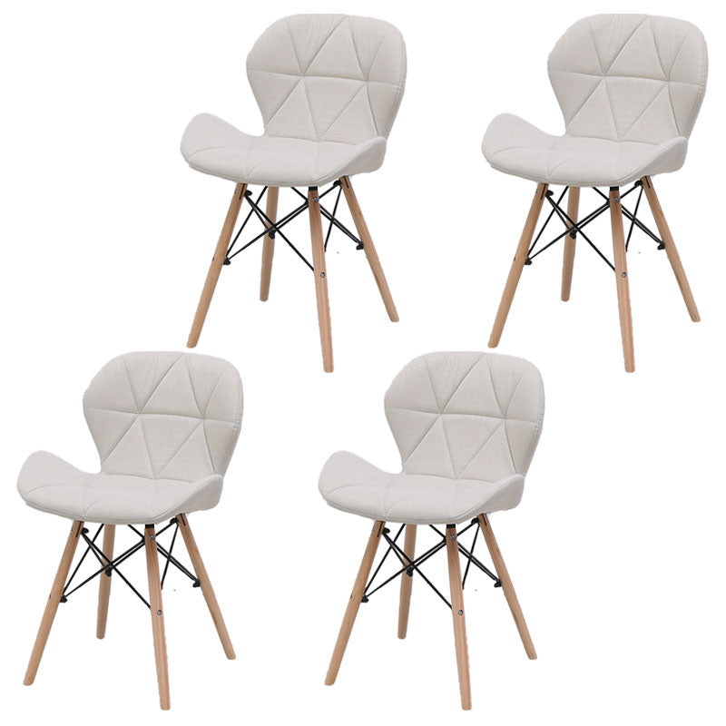 Contemporary Beech Wingback Side Chair Matte Finish Upholstered Dining Chair