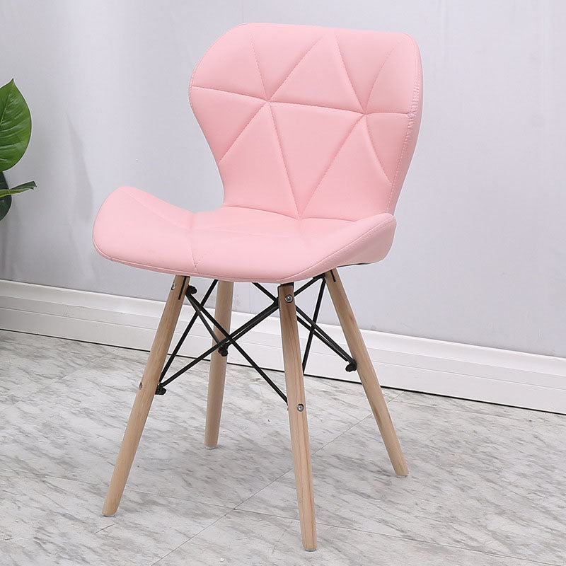 Contemporary Beech Wingback Side Chair Matte Finish Upholstered Dining Chair