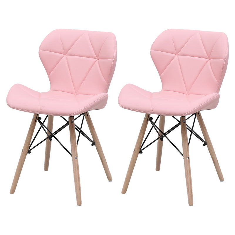 Contemporary Beech Wingback Side Chair Matte Finish Upholstered Dining Chair
