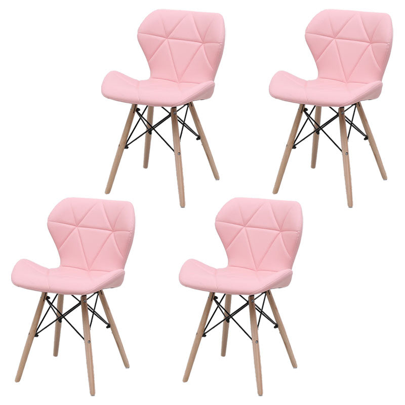 Contemporary Beech Wingback Side Chair Matte Finish Upholstered Dining Chair