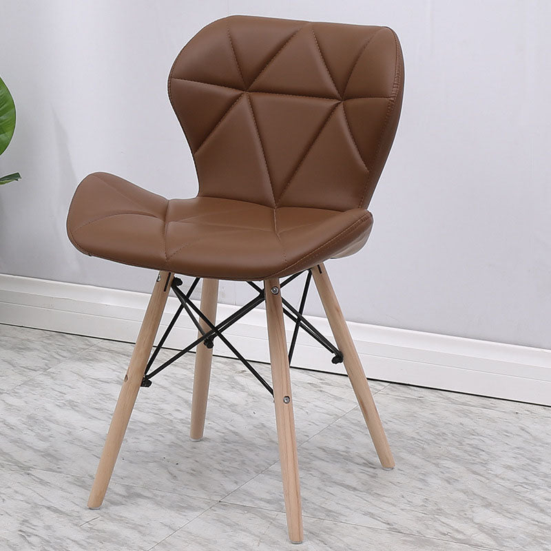 Contemporary Beech Wingback Side Chair Matte Finish Upholstered Dining Chair