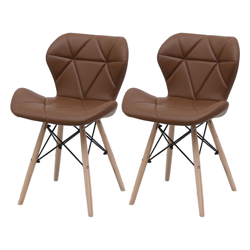 Contemporary Beech Wingback Side Chair Matte Finish Upholstered Dining Chair