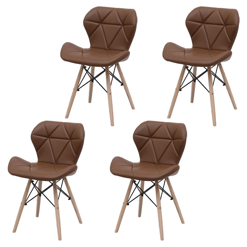 Contemporary Beech Wingback Side Chair Matte Finish Upholstered Dining Chair
