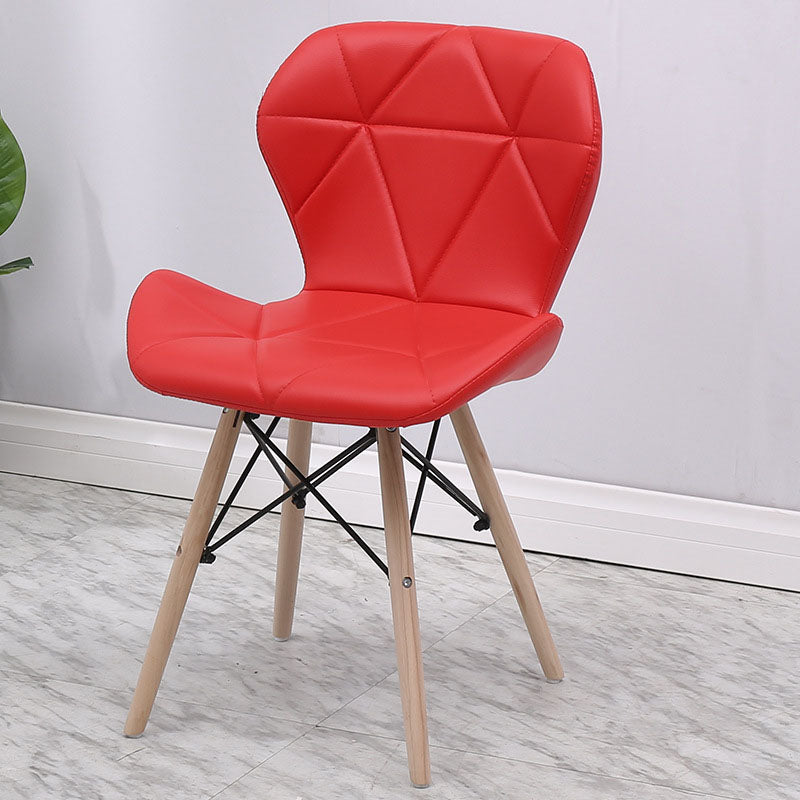 Contemporary Beech Wingback Side Chair Matte Finish Upholstered Dining Chair