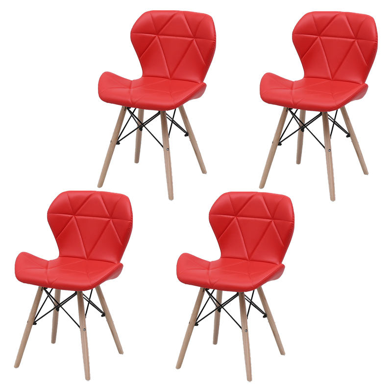 Contemporary Beech Wingback Side Chair Matte Finish Upholstered Dining Chair