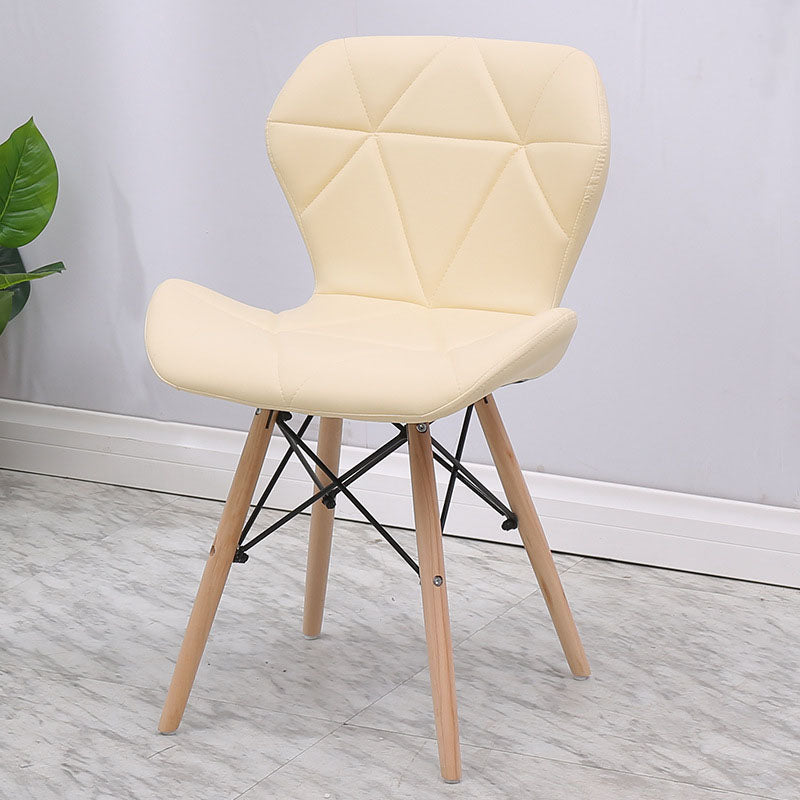 Contemporary Beech Wingback Side Chair Matte Finish Upholstered Dining Chair