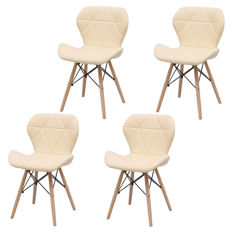 Contemporary Beech Wingback Side Chair Matte Finish Upholstered Dining Chair