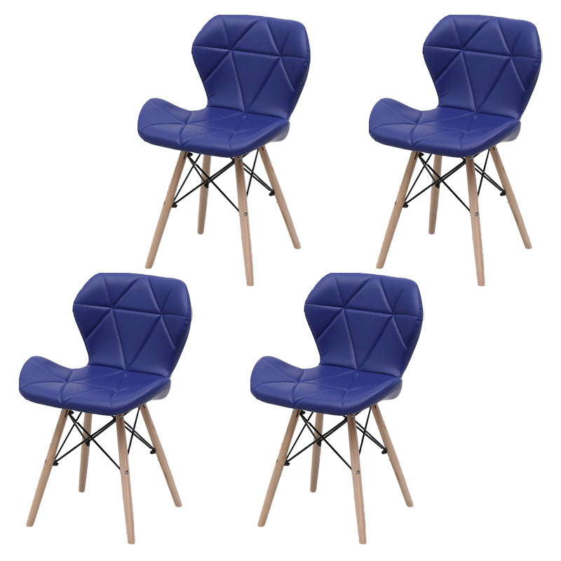 Contemporary Beech Wingback Side Chair Matte Finish Upholstered Dining Chair