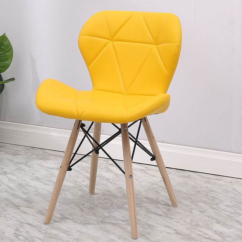 Contemporary Beech Wingback Side Chair Matte Finish Upholstered Dining Chair