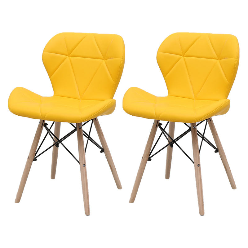 Contemporary Beech Wingback Side Chair Matte Finish Upholstered Dining Chair