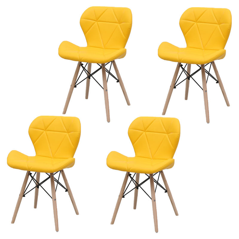 Contemporary Beech Wingback Side Chair Matte Finish Upholstered Dining Chair