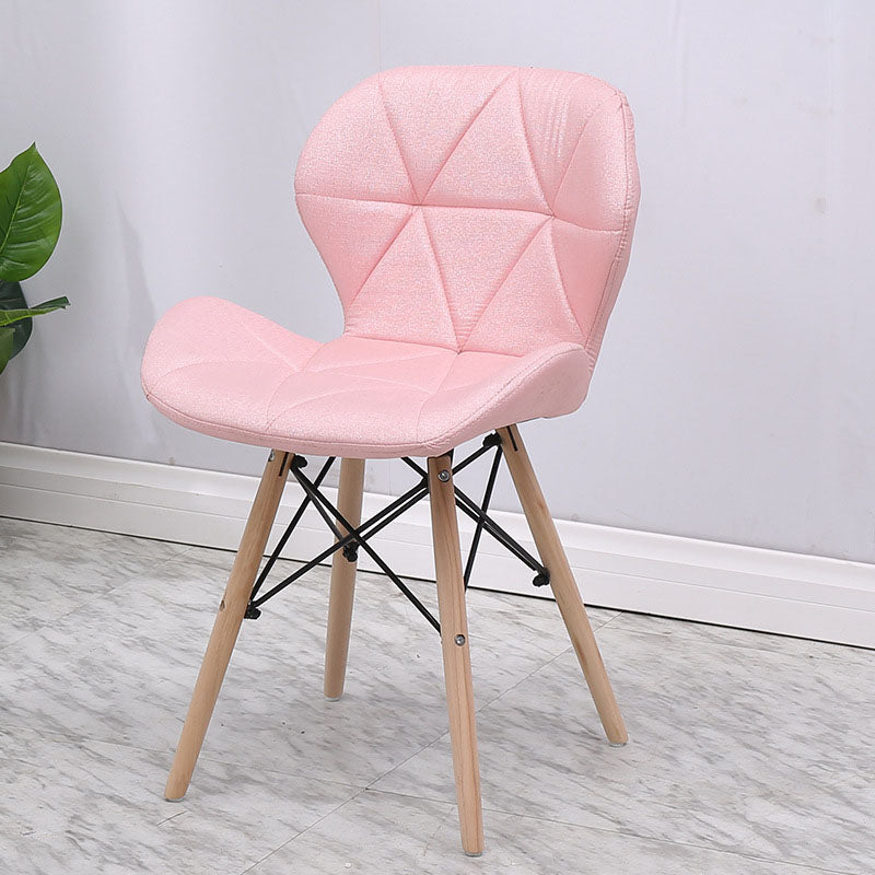 Contemporary Beech Wingback Side Chair Matte Finish Upholstered Dining Chair