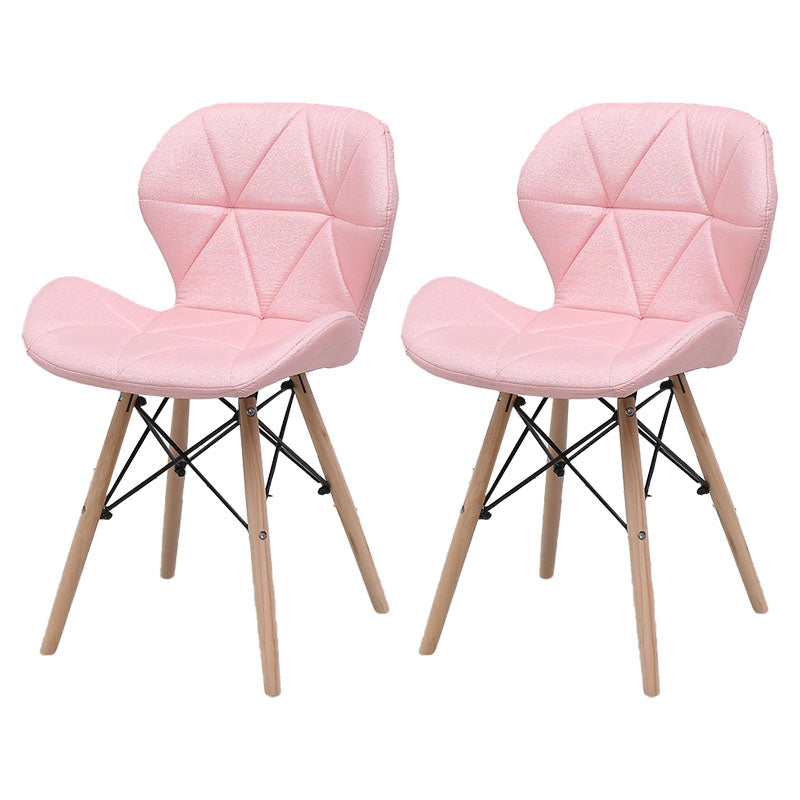 Contemporary Beech Wingback Side Chair Matte Finish Upholstered Dining Chair