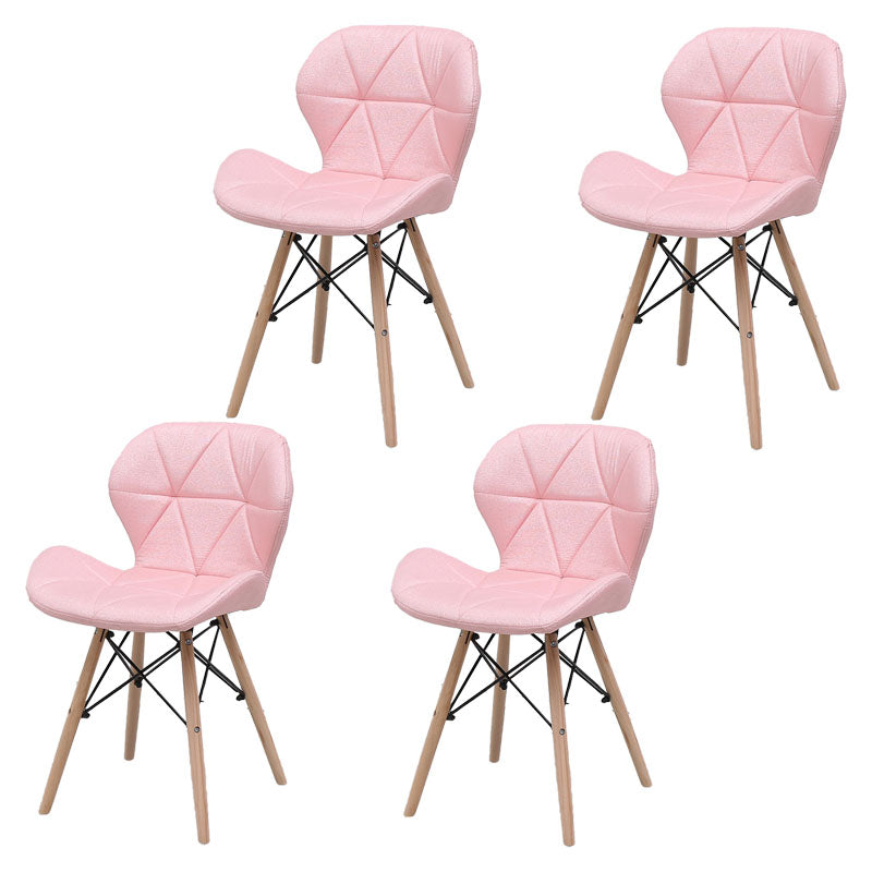 Contemporary Beech Wingback Side Chair Matte Finish Upholstered Dining Chair