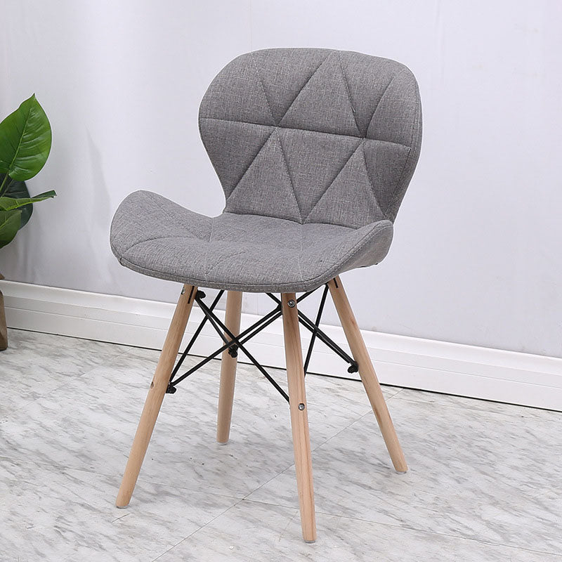 Contemporary Beech Wingback Side Chair Matte Finish Upholstered Dining Chair