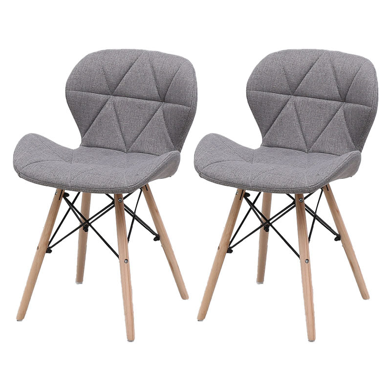 Contemporary Beech Wingback Side Chair Matte Finish Upholstered Dining Chair