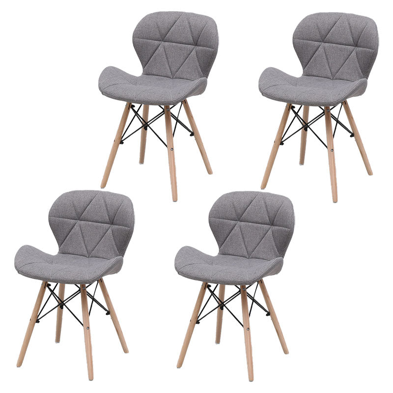 Contemporary Beech Wingback Side Chair Matte Finish Upholstered Dining Chair