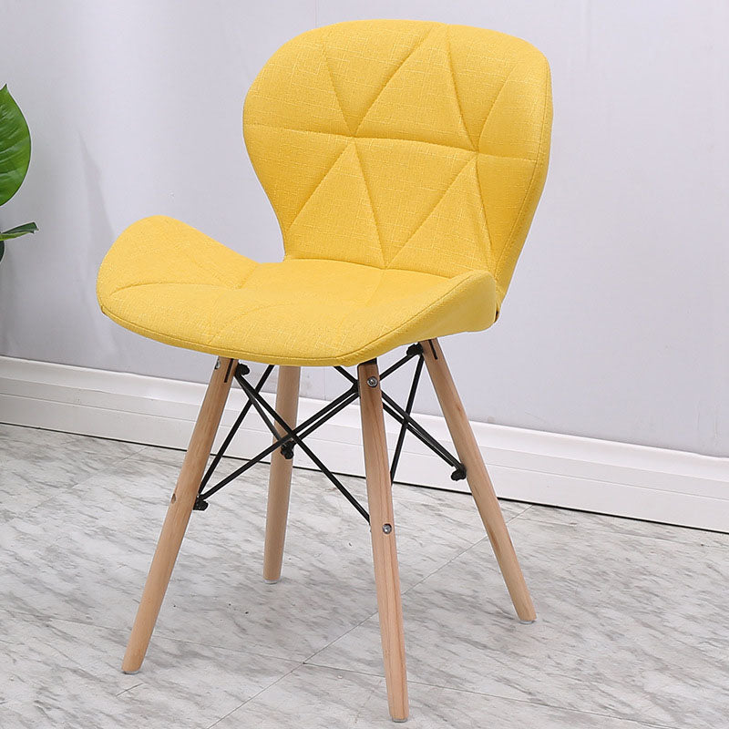 Contemporary Beech Wingback Side Chair Matte Finish Upholstered Dining Chair