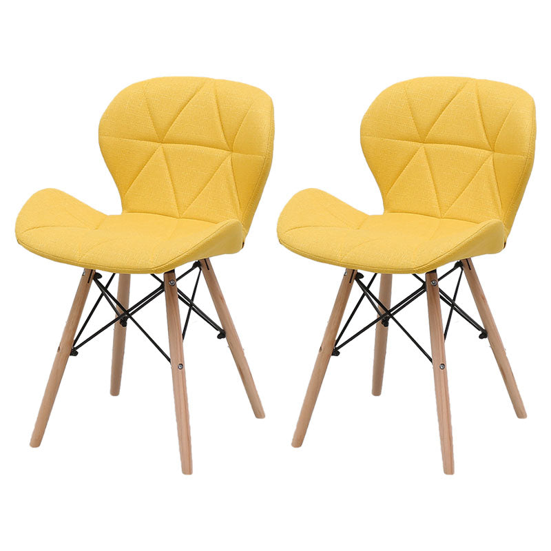Contemporary Beech Wingback Side Chair Matte Finish Upholstered Dining Chair