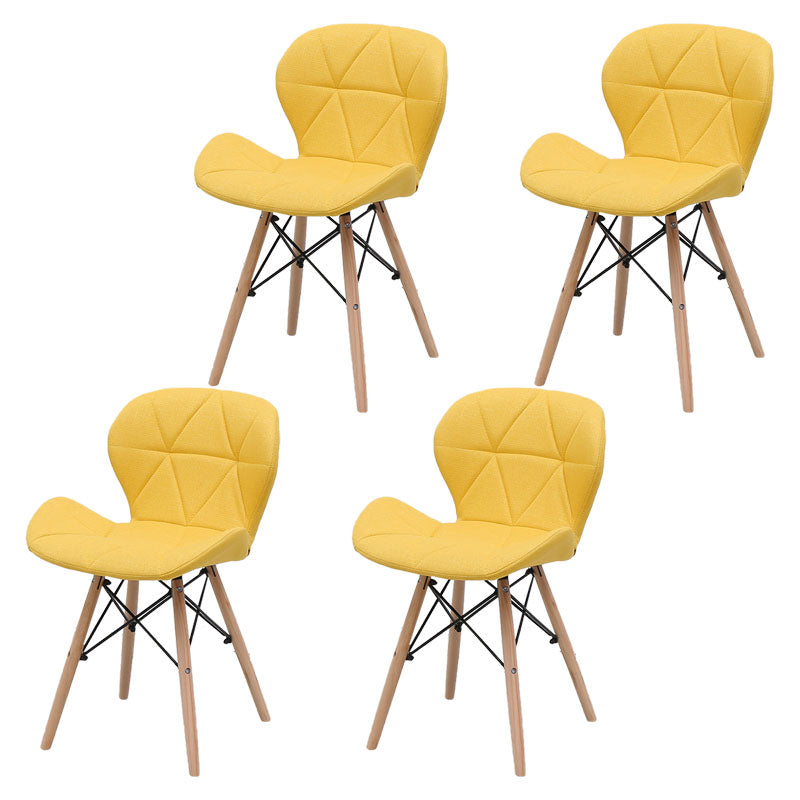 Contemporary Beech Wingback Side Chair Matte Finish Upholstered Dining Chair