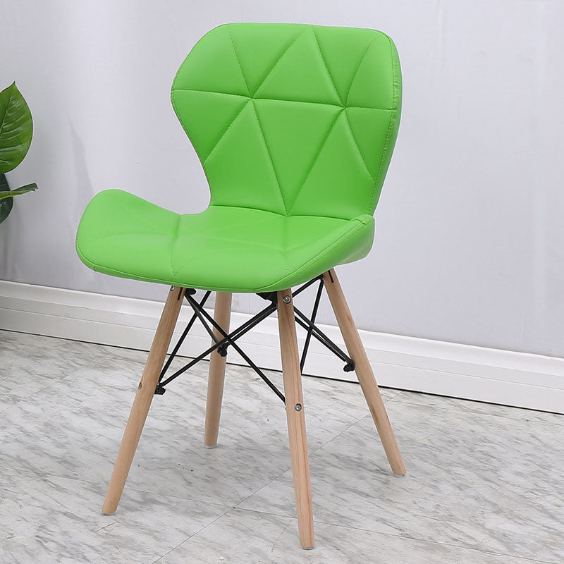 Contemporary Beech Wingback Side Chair Matte Finish Upholstered Dining Chair