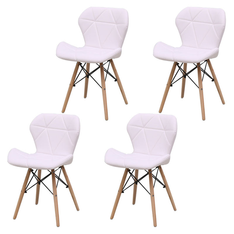 Contemporary Beech Wingback Side Chair Matte Finish Upholstered Dining Chair
