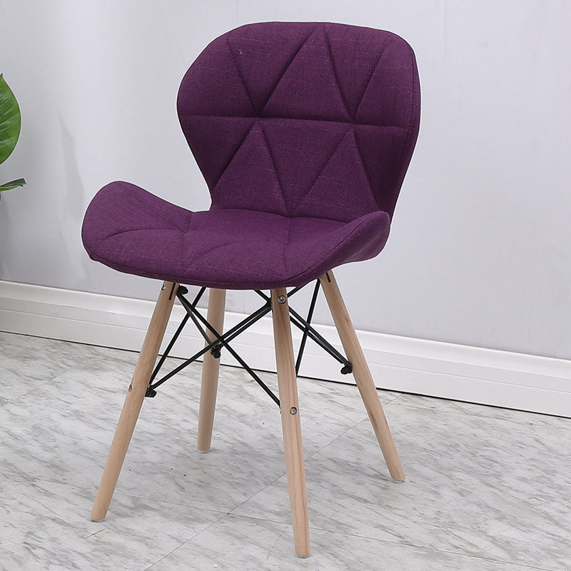 Contemporary Beech Wingback Side Chair Matte Finish Upholstered Dining Chair