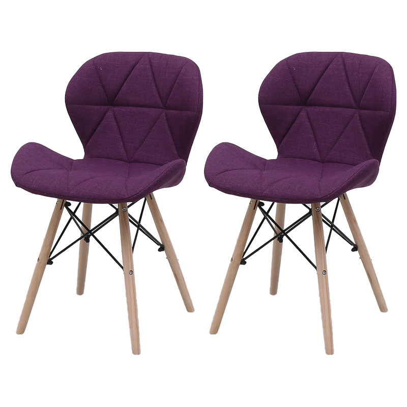 Contemporary Beech Wingback Side Chair Matte Finish Upholstered Dining Chair