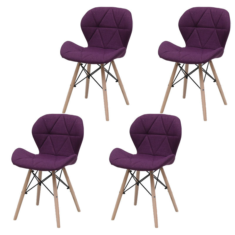 Contemporary Beech Wingback Side Chair Matte Finish Upholstered Dining Chair
