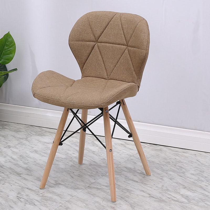 Contemporary Beech Wingback Side Chair Matte Finish Upholstered Dining Chair