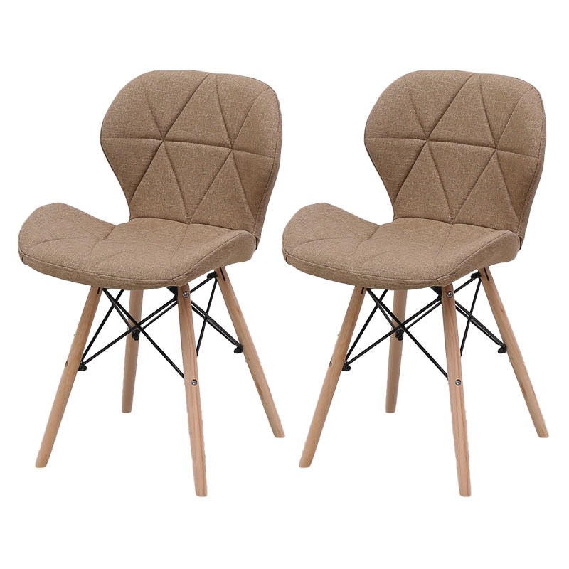 Contemporary Beech Wingback Side Chair Matte Finish Upholstered Dining Chair