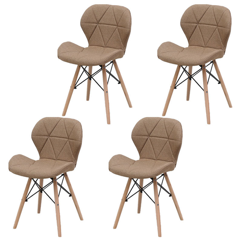 Contemporary Beech Wingback Side Chair Matte Finish Upholstered Dining Chair