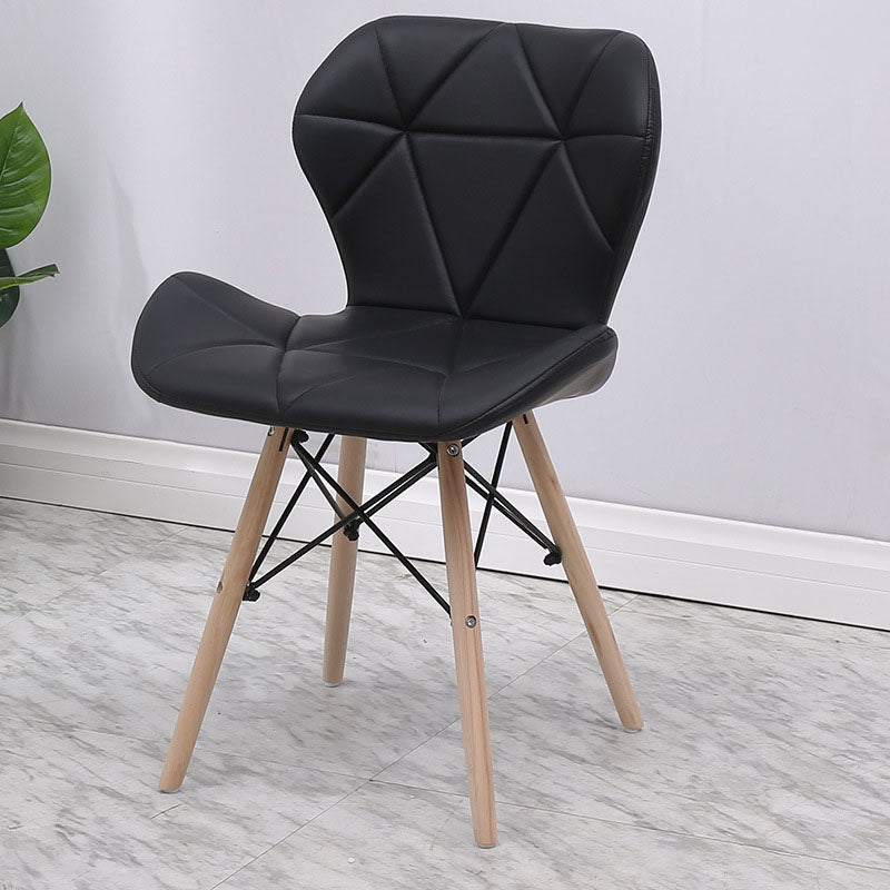 Contemporary Beech Wingback Side Chair Matte Finish Upholstered Dining Chair