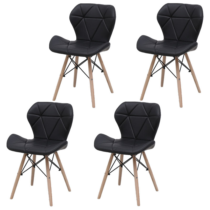 Contemporary Beech Wingback Side Chair Matte Finish Upholstered Dining Chair