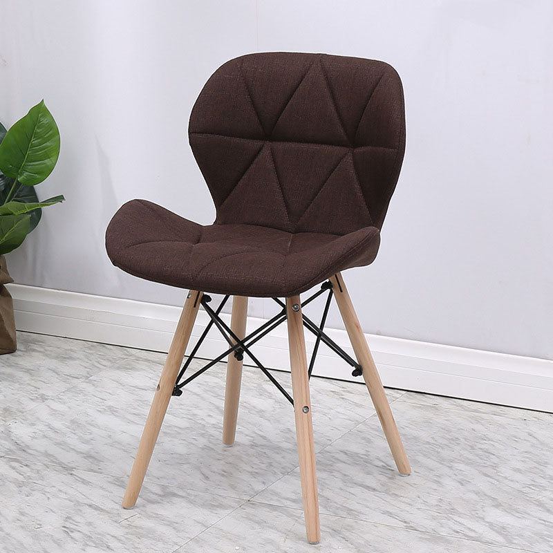 Contemporary Beech Wingback Side Chair Matte Finish Upholstered Dining Chair