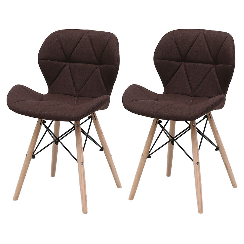 Contemporary Beech Wingback Side Chair Matte Finish Upholstered Dining Chair
