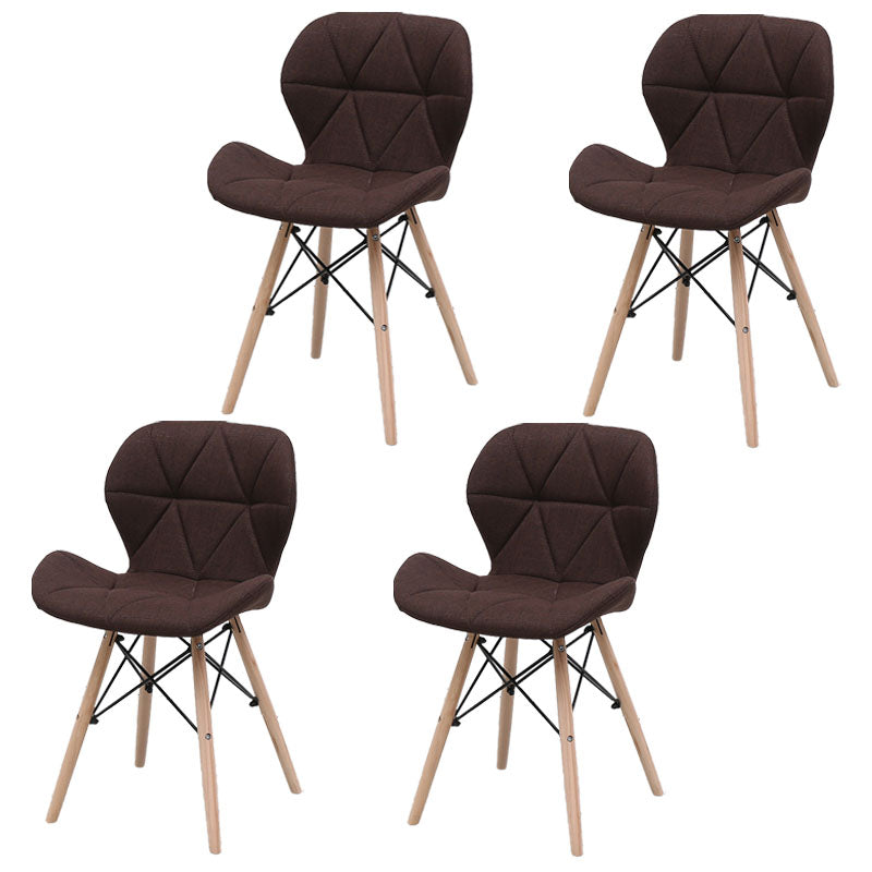 Contemporary Beech Wingback Side Chair Matte Finish Upholstered Dining Chair