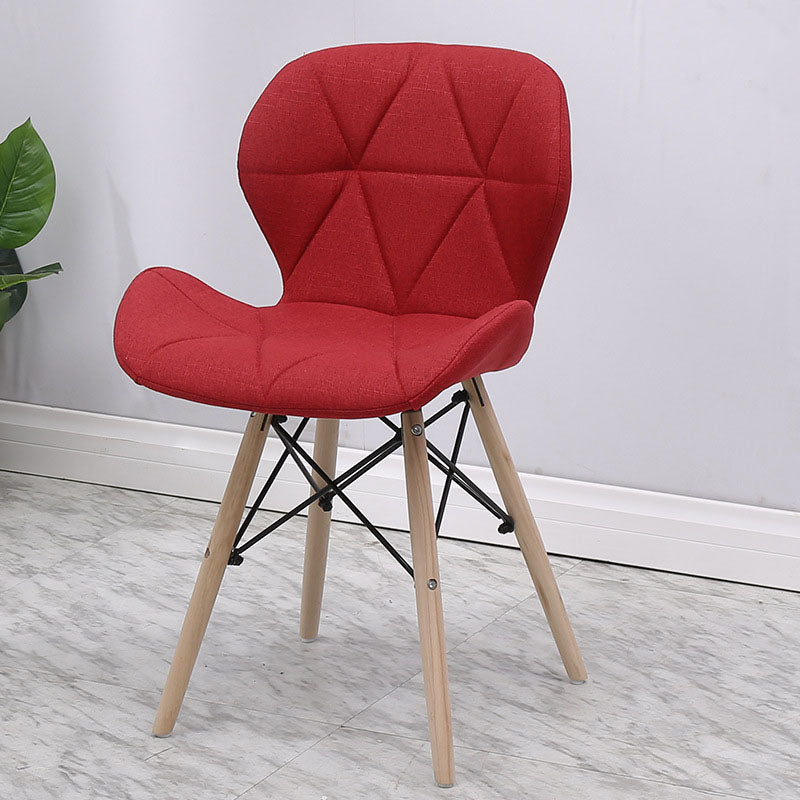 Contemporary Beech Wingback Side Chair Matte Finish Upholstered Dining Chair