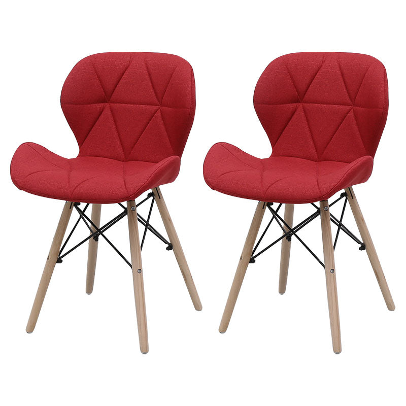 Contemporary Beech Wingback Side Chair Matte Finish Upholstered Dining Chair