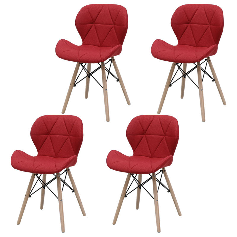 Contemporary Beech Wingback Side Chair Matte Finish Upholstered Dining Chair