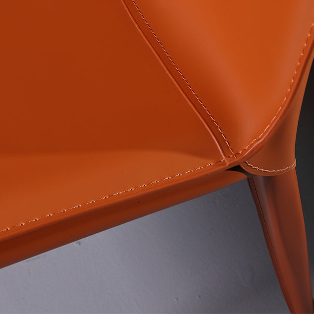 Silla de comedor sin brazos de cuero moderna Silla de comedor de metal para uso doméstico