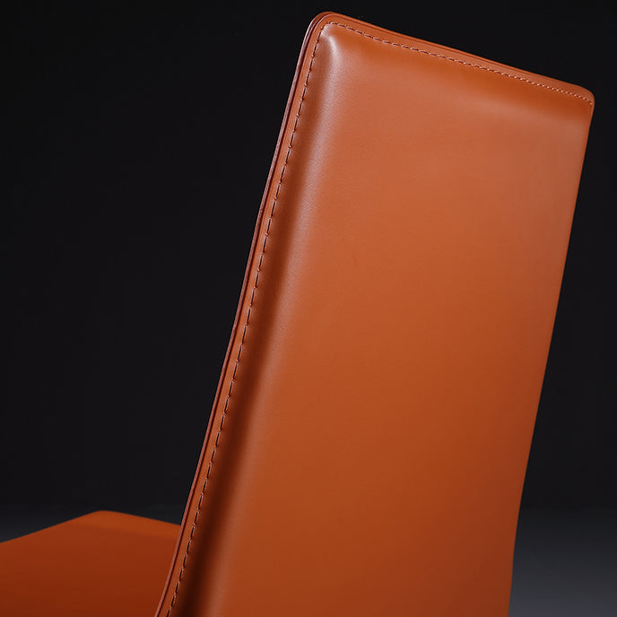 Silla de comedor sin brazos de cuero moderna Silla de comedor de metal para uso doméstico