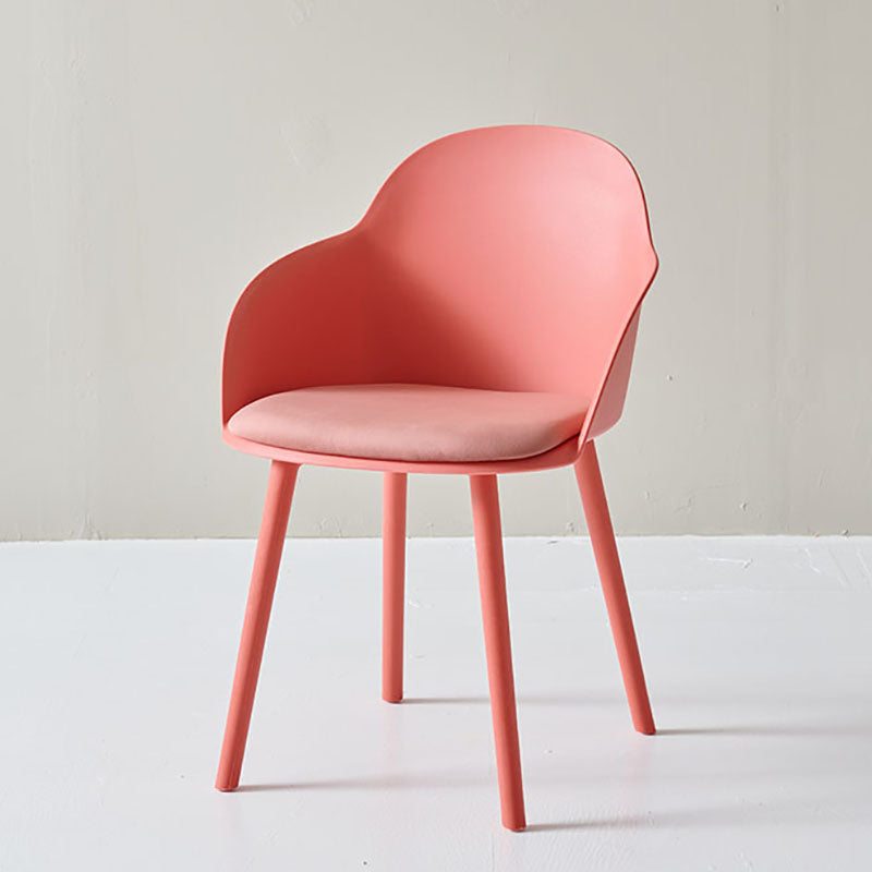 Sillas de comedor contemporáneas con respaldo sólido, sillas laterales con brazos y patas de plástico