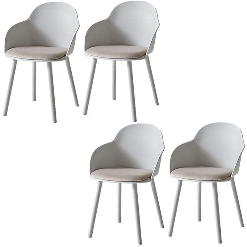 Sillas de comedor contemporáneas con respaldo sólido, sillas laterales con brazos y patas de plástico