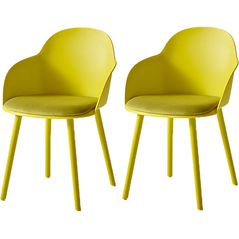 Sillas de comedor contemporáneas con respaldo sólido, sillas laterales con brazos y patas de plástico