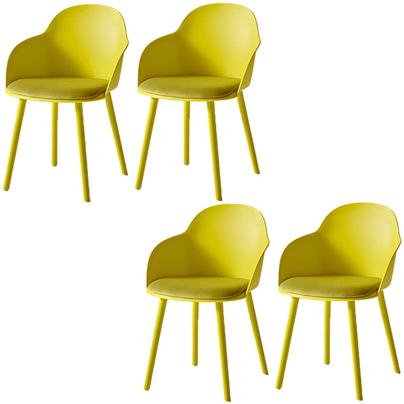 Sillas de comedor contemporáneas con respaldo sólido, sillas laterales con brazos y patas de plástico