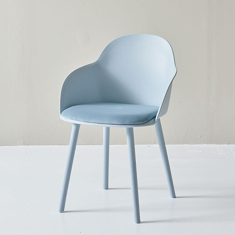 Sillas de comedor contemporáneas con respaldo sólido, sillas laterales con brazos y patas de plástico