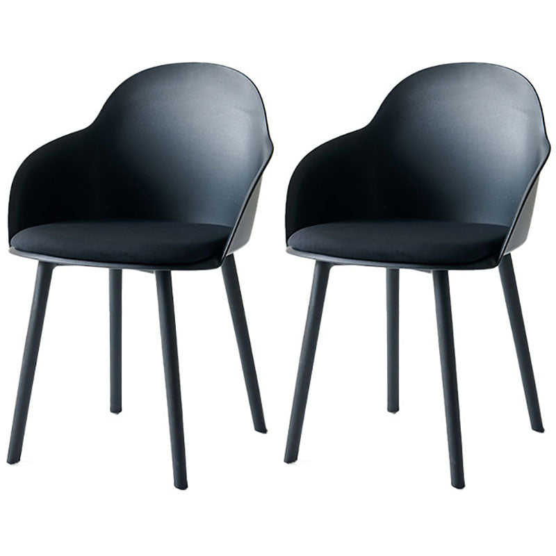 Sillas de comedor contemporáneas con respaldo sólido, sillas laterales con brazos y patas de plástico