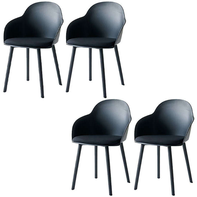 Sillas de comedor contemporáneas con respaldo sólido, sillas laterales con brazos y patas de plástico