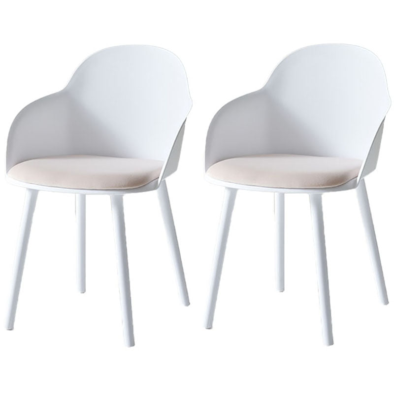 Sillas de comedor contemporáneas con respaldo sólido, sillas laterales con brazos y patas de plástico